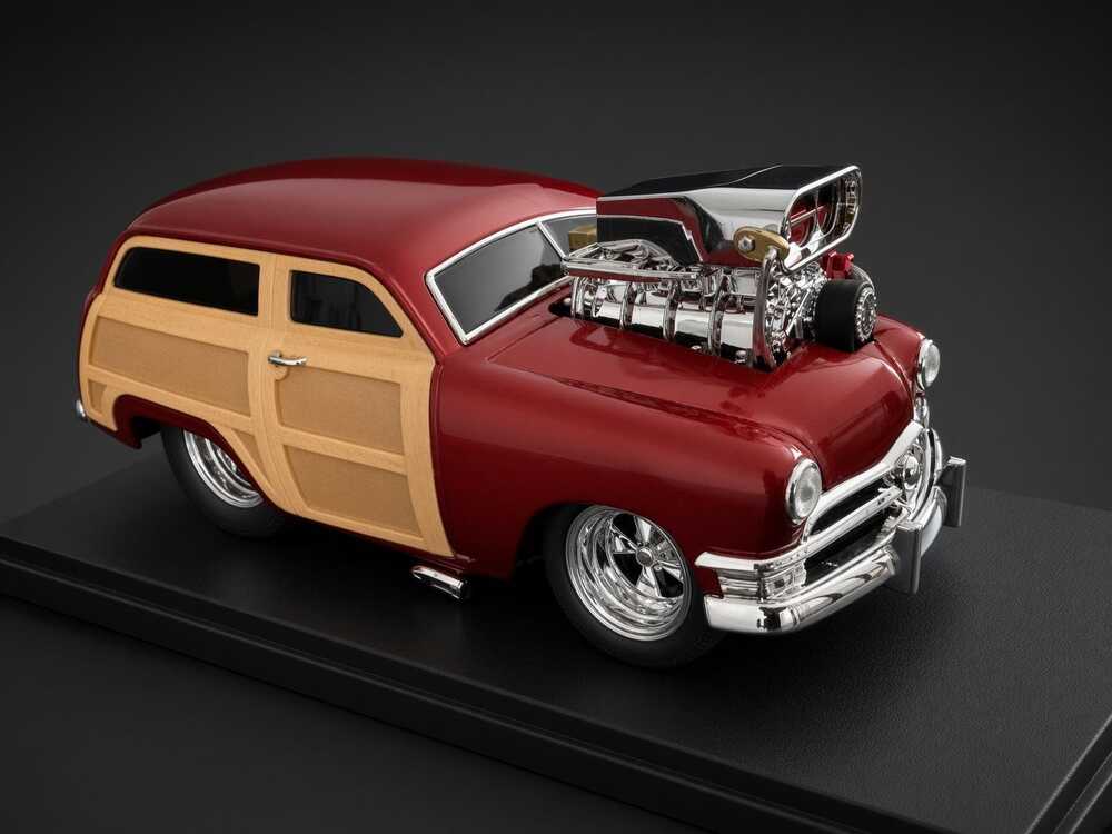 Muscle Machines 1:18 Diecast 1950 Ford Woody Wagon Supercharged Hot Rod Red